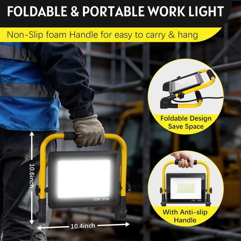 High Bright 10000LM LED Work Light Portable Flood Light With Five Foot Cord IP66 Waterproof for indoor outdoor use displayed