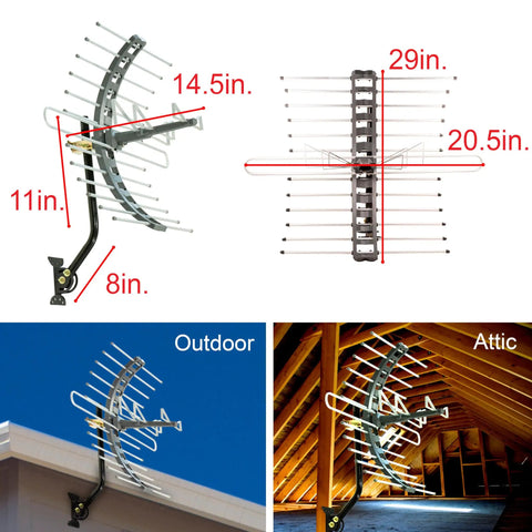 Long Range Outdoor HDTV Antenna For 4K And 1080P TV Attic Or Outdoor Mount With J Bracket Weather Resistant VHF UHF Reception