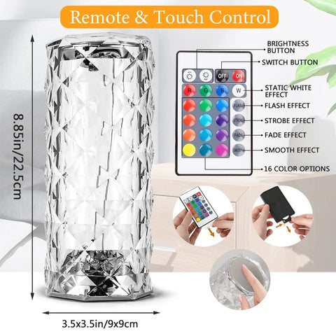 Color Changing Rose Table Lamp With Touch Control And Remote 16 Color LED Nightstand Lamp USB Rechargeable Bedside Light For Bedroom Living Room Or Bar Decor Two Pack