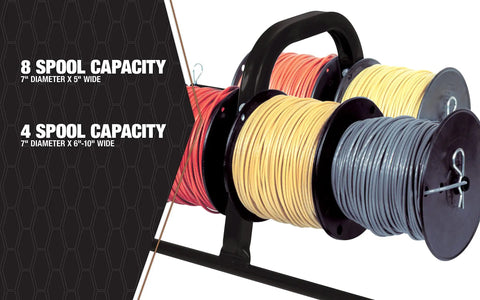 Wiresmart Wire Caddy For Spooled Wire, One Hand Carry Wire Cart holds spools of wire on heavy duty square tube steel with powder coat