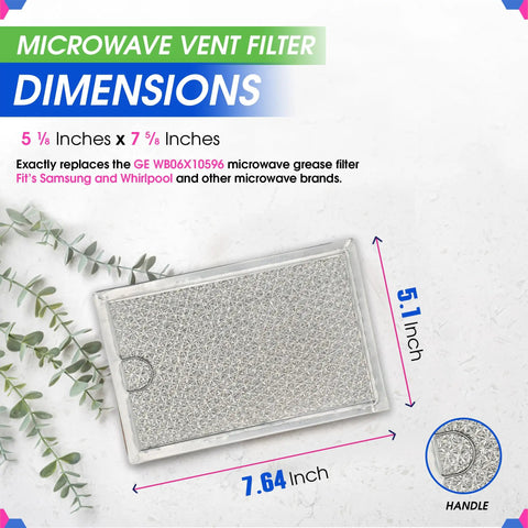 Microwave Hood Vent Grease Filter Replacement 7.64 x 5.12 Inches Built Tough High Flow Filter Two Pack Fits GE WB06X10309 WB06X10359 Also Works With LG Kenmore And More For Over The Range Microwave Vent Fans