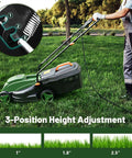 Electric Walk Behind Lawn Mower With 10 Amp Motor And 13 Inch Cutting Deck Grass Collection Bag 3 Adjustable Cutting Heights Corded Mower For Small To Medium Lawns Easy Start Go To Tool For Fast Garden Care showing 3-position height adjustment