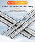 Two Pack 400MM Tr8X4 Lead Screw Kit With Precision Brass Nut Stainless Steel Acme Rod Smooth Operator Linear Motion For CNC Routers, detailed view of steel lead screws.