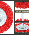 Top Shelf 12 Piece Wire Wheel And Pen Brush Set For Power Drills featuring a 0.05 inch nylon wire wheel with a 1/4 inch round shank.