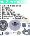 3/8 Inch 7 Tooth Sprocket Clutch Drum Oil Pump Kit For MS290 MS310 MS390 Chainsaws With Worm Gear Spark Plug Replacement