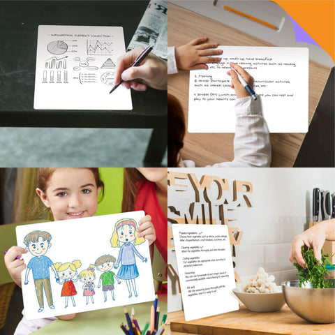 Eight Pack Small Whiteboards Set With Double Sided Dry Erase Surfaces 12 By 9 Inches for writing, drawing, math practice, and notes