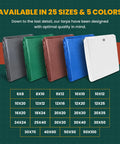 Heavy Duty Waterproof Tarp 5 Mil Thick Poly Tarpaulin 30x60 Feet for Indoor Outdoor Use in assorted colors displayed