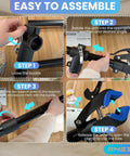 Step-by-step assembly of Height Adjustable Bike Repair Stand With Wall Mount Space Saving Workbench For Road And Mountain Bikes Durable 44Lb Capacity Adjustable Clamp Long Extendable Arm For DIY Bike Maintenance.