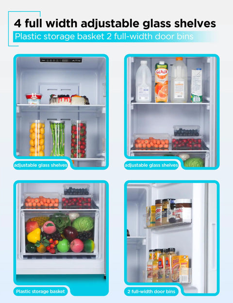 Interior view of Workhorse 11 Cubic Feet Convertible Freezer And Refrigerator With Quick Temp Switch, showcasing 4 adjustable glass shelves.