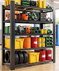 No Fuss Heavy Duty Five Tier Garage Shelving Unit Built Like A Tank Steel Storage Rack 72 X 48 X 24 Inches with tools and bins
