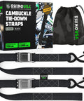 Two Pack Motorcycle Tie Down Straps with 2200 Pound Break Strength Steel Cam Buckles integrated with soft loops and S hook