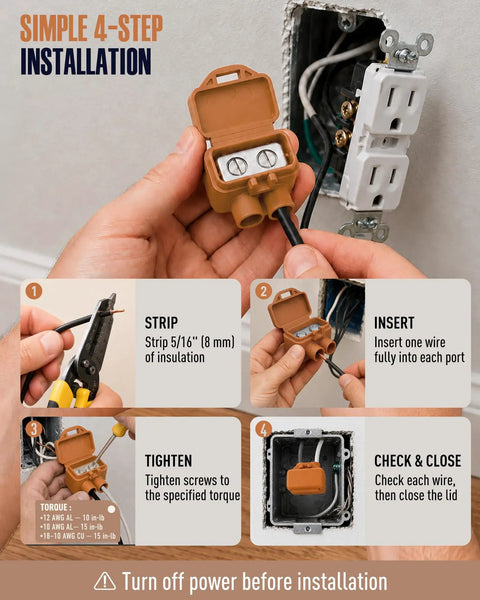 Heavy Duty Two Port Wire Connectors Aluminum And Copper Screw Terminal Pre Filled With Oxide Inhibitor Rock Solid Connections For Outlet Updates And Junction Box Jobs Built Tough For Any Crew In A Fifteen Pack during installation steps.