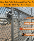 Sliding Gate Rollers 5 Inch Steel Wheel Galvanized For 1 And 5 Eighth Inch Pipe Track Frame Installed On Fence