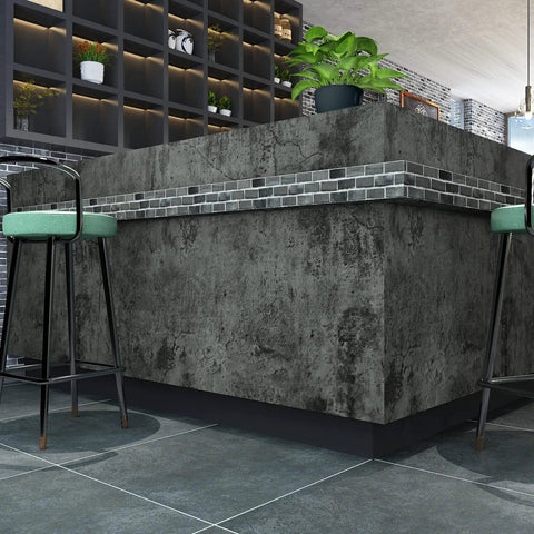 Big Roll Industrial Concrete Peel And Stick Wallpaper 32 By 354 Inches Self Adhesive Cement Look Matte Vinyl For Walls Bathrooms Kitchens And Countertops Dark Grey Durable Coverage For Big Projects on kitchen island