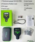 Automotive Paint Thickness Gauge For Car Panels, High Resolution Coating Meter From 0 To 59.1 Mils Or 1500 Micrometers, 0.01 Mil Resolution To 0.1 Micrometers, Fe NFe Zn Auto Detection, Auto Calibration, Ideal For Door Hood Roof And Body Panels; kit with case, batteries, guide