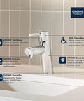 Concetto S Size Single Handle Bathroom Faucet For Single Hole Mount No Pop Up Stopper Drip Free Ceramic Disc Valve Brass Body