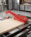 Heckuva Woodworking Push Stick With Safety Block For Table Saw Router Or Band Saw Shop Gear Featuring Sweet Abs Polymer Design guiding plywood on table saw.