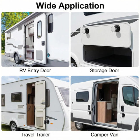 Wide application of Strong Magnetic RV Door Holder for RV entry, storage door, travel trailer, and camper van.