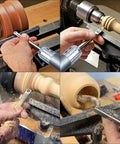 RUITOOL carbide wood lathe turning tools set with aluminum handles and bowl sander on a wood lathe