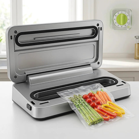 Universal Foam Gasket For Vacuum Sealer Upper Strip Replacement Tight Seal For Home And Commercial Food Packing Top Notch Elasticity Easy Fit Durable Pro Grade Foam Gasket For Maximum Sealing Power on vacuum sealer with sealed vegetables