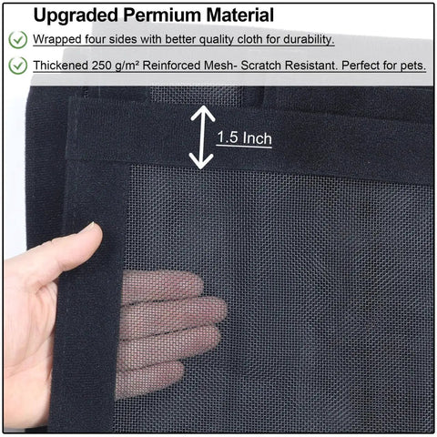 Close-up of the Upgraded Magnetic Screen Door With Thick 250G/M2 Reinforced Mesh And 36 Heavy Magnets For Single Doors Black