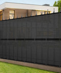 Heavy Duty Fence Privacy Screen 3ft X 50ft 150 GSM Mesh Windscreen With Brass Grommets installed on outdoor fence