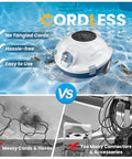 Cordless Robotic Pool Cleaner With Beast Suction And 120 Minute Runtime Automatic Vacuum for Above Ground And Inground Pools Up To 65 Feet Or 1100 Sq Ft Self Parking Lightweight Design In Ivory
