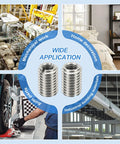 Front view: HiPicco 10-pack stainless steel thread adapter sleeves; M6x1 male to M4x0.7 female, 15mm length