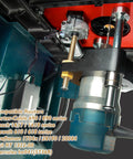 Motorized Router Lift For 3 5 Inch Routers Featuring Digital Controller Micro Adjustment, showcasing router compatibility details.