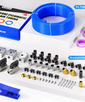 Blue Three Eighth Inch Outer Diameter PU Air Tubing Kit 100 Ft 32 Meter For Pneumatic Systems And Fluid Transfer with accessories