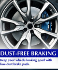 Rear disc brake assembly visible behind a silver alloy wheel: ventilated rotor and blue caliper