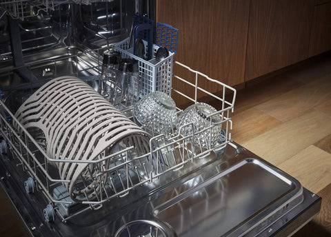 Go-To Task Sink Mat For Workstation Sinks Silicone Protector Pad in dishwasher with plates and glasses, heat resistant mat