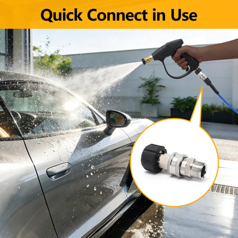 Built Tough Stainless Steel Pressure Washer Quick Connect Kit Four Pack M22 To Fourteen Millimeter Male To Three Eighths Inch Quick Connect Couplers Swivel Adapters For Power Washer Hose And Gun