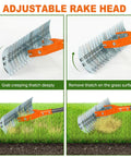 15 Inch Dethatcher Lawn Rake With Adjustable Handle for Thatch Removal and Scarification in action on green lawn