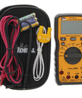 Auto Range Digital Multimeter 600V CAT III NCVT Temp with Backlit Display and accessories including test leads and batteries
