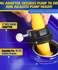 Bung adapter for Built Tough Manual Drum Pump securing to 15-55 gallon drum with a manual rotation feature.