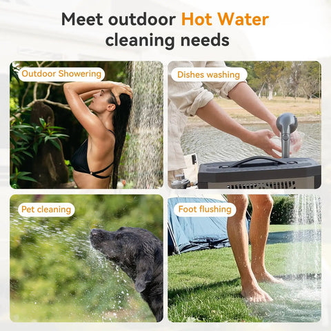 On-Demand Propane Camping Shower with Battery Powered Water Heater And Shower Pump, Smart Constant Temperature, 4000mAh Battery