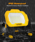 Beast 12500 Lumen LED Work Light With Dimmable Modes IP65 Waterproof Portable Flood Light On Stand in rain