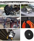 10 Pack Rubber Coated NdFeB Magnets With M4 Female Threads used for mounting tools and lights, shown in various installations.