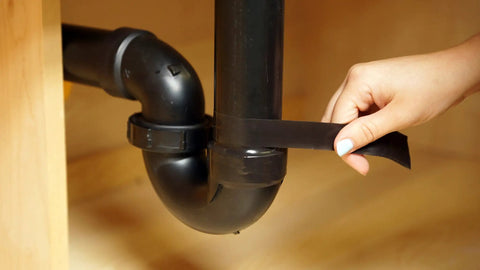Self Fusing Silicone Leak Seal Tape For Under Sink Drain Pipes No Adhesive Sticks To Itself DIY Quick Fix For Leaks Easy To Apply Black ABS Finish