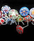 12 Pack Vintage Flower Ceramic Cabinet Knobs And Door Pulls, 42mm Diameter With 35 To 45mm Bolt, mixed floral designs