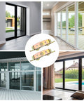 Heavy-Duty Sliding Door Rollers Set With 1-1/4 Inch Steel Ball Bearing Wheels, Adjustable Sides, shown with doors