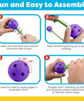 Step-by-step assembly of Glow In The Dark Fort Building Kit For Kids 81 Pack With 53 Rods And 28 Spheres STEM Construction Toys