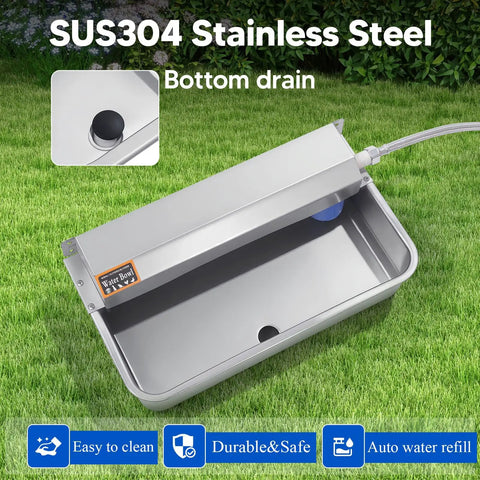 Top Tier Automatic Dog Water Dispenser 6 Liter Gravity Feeder with SUS304 stainless steel and bottom drain for easy cleaning.
