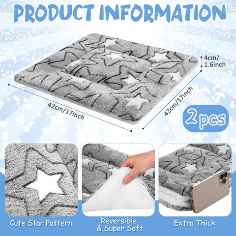 Self Warming Cat Mat And Self Heating Pet Bed That Traps Body Heat Machine Washable Reversible Crate Blanket with star pattern, 42cm size.