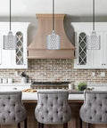 Three Pack Polyhedral Crystal Pendant Lights With Nickel Finish For A Sleek Modern Vibe Crystal Shade Perfect For Dining Room Kitchen Island Living Room Or Hallway Contemporary Pendant Lighting Fixture above kitchen island