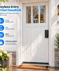 Lightning Fast Biometric Fingerprint Deadbolt Delivering Totally Hassle Free Keyless Entry Door Lock Setup With Responsive Smart Keypad And Two Backup Keys For Reliable Everyday Home Security In Rich Black mounted on a white door.