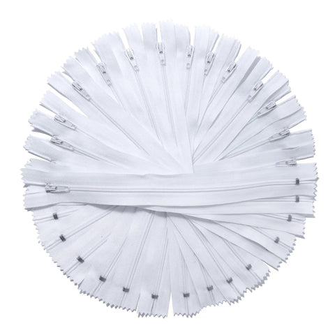 White 12 Inch Nylon Zippers Pack Of 100 For Sewing Crafts Bags Pouches And Pillow Covers Size 3 Ideal For DIY Projects