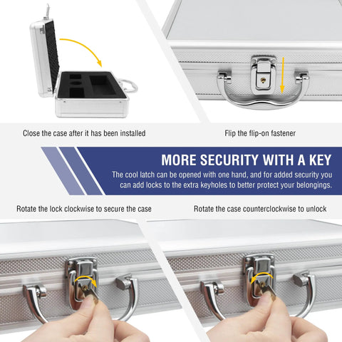 Telescope Eyepiece and Filter Accessory Case lock mechanism demonstration with close instructions and security features.