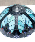 Green Liaison Tiffany Style Stained Glass Ceiling Light Fixture Semi Flush Mount Lamp displaying multicolored stained glass shade